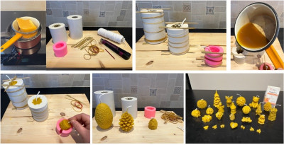 Fabrication de bougies en cire d'abeilles